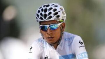 Nairo Quintana tras finalizar la etapa de hoy. 