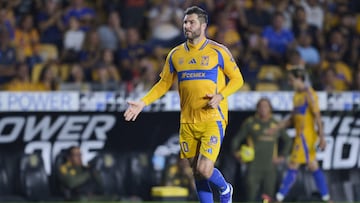 Andre-Pierre Gignac of Tigres during the 9th round match between Tigres UANL and FC Juarez as part of the Liga BBVA MX, Torneo Clausura 2025 at Universitario Stadium, on February 25, 2025 in Monterrey, Nuevo Leon, Mexico.