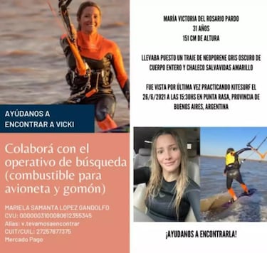 Piden ayuda para buscar a la kitesurfista desaparecida