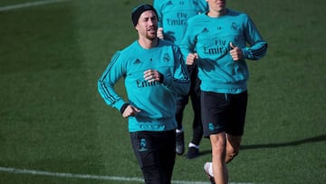 Sergio Ramos en un entrenamiento. 