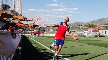 Antoine Griezmann, durante un entrenamiento en Los Ángeles de San Rafael.