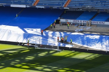 Así se encuentra el Santiago Bernabéu a dos días de su estreno. El club blanco jugará el 12 de septiembre frente al Celta de Vigo.