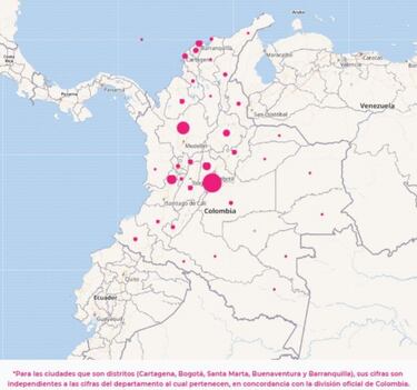 Mapa de casos y muertes por coronavirus por departamentos en Colombia: hoy, 10 de julio