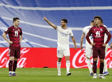 4-1. Marco Asensio celebra el cuarto gol.