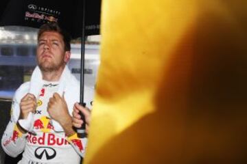 Hizo mucho calor en Hungría. Sebastian Vettel.