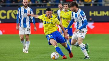 Fede San Emeterio, durante el partido C&aacute;diz-Espanyol.