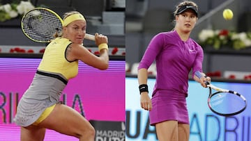 Svetlana Kuznetsova y Genie Bouchard, durante el partido que ambas tenistas disputaron en el Mutua Madrid Open 2017.