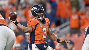 DENVER, COLORADO - OCTOBER 06: Russell Wilson #3 of the Denver Broncos passes during a game against the Indianapolis Colts at Empower Field At Mile High on October 06, 2022 in Denver, Colorado.   Dustin Bradford/Getty Images/AFP