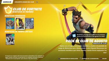 Club de Fortnite agosto 2022: nueva skin Wolverine Cero ya disponible