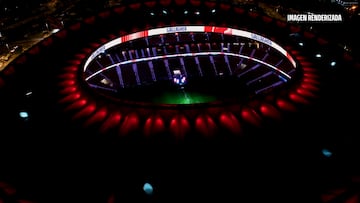 Simulación de cómo quedará el sky ribbon en la cúpula del Metropolitano.