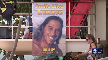 Pancarta RIP Tamayo Perry en Haw¨¢i.
