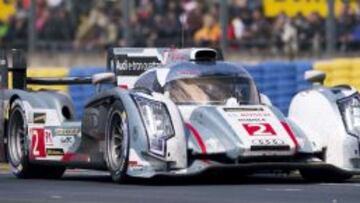 El piloto franc&eacute;s Loic Duval, al volante de su Audi R18 e-tron quattro, vencedor de las 24 horas de Le Mans.