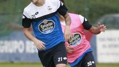 Luis Alberto en un entrenamiento con el Deportivo.