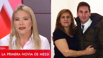 Imágenes de Macarena Lemos, la supuesta exnovia de Messi, en el programa de televisión argentino "Los Ángeles de la Mañana" y de Lionel Messi con su madre, Celia Cuccittini.