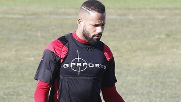 Bebé, durante un entrenamiento del Rayo Vallecano.