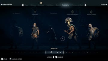 El menú de Mercenarios