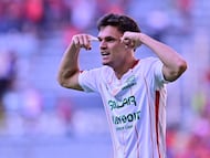 Tomas Jacob celebrates his goal 1-1 of Necaxa during the 11th round match between Atlas and Necaxa as part of the Liga BBVA MX, Torneo Apertura 2025 at Jalisco Stadium, on September 27, 2025 in Guadalajara, Jalisco, Mexico.