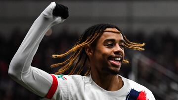 Barcola celebra su gol ante Le Mans.