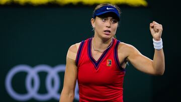 Paula Badosa of Spain in action during the semi-final of the 2021 BNP Paribas Open WTA 1000 tennis tournament against Ons Jabeur of Tunisia
AFP7
15/10/2021 ONLY FOR USE IN SPAIN