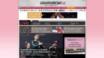 Portada de la p&aacute;gina web de &#039;La Gazzetta dello Sport&#039;.