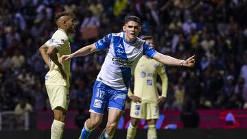 <br><br>
Israel Reyes celebra su gol 1-2 de Puebla durante el partido Puebla vs America, correspondiente a la Jornada 17 del Torneo Apertura 2022 de la Liga BBVA MX en el Estadio Cuauhtemoc, el 30 de Septiembre de 2022.