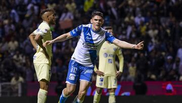 <br><br>

 Israel Reyes celebra su gol 1-2 de Puebla durante el partido Puebla vs America, correspondiente a la Jornada 17 del Torneo Apertura 2022 de la Liga BBVA MX en el Estadio Cuauhtemoc, el 30 de Septiembre de 2022.