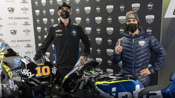 Marini y Bastianini con las motos del Esponsorama.