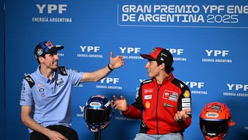 Los Márquez, Álex y Marc, en la rueda de prensa oficial del jueves en Argentina.