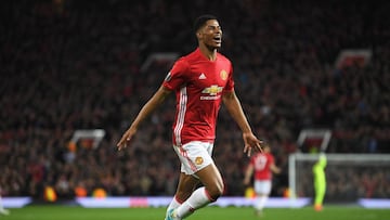 Rashford celebrando el tanto decisivo que meti&oacute; al United en semifinales de la Europa League.