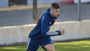 Carlos Vigaray, durante el entrenamiento de esta ma&ntilde;ana en la Ciudad Deportiva.