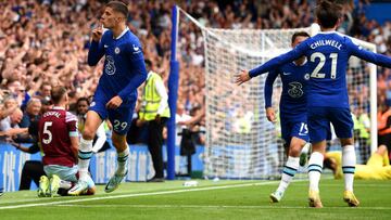 LONDON, ENGLAND - SEPTEMBER 03: Kai Havertz of Chelsea celebrates after scoring their team's second goal during the Premier League match between Chelsea FC and West Ham United at Stamford Bridge on September 03, 2022 in London, England. (Photo by Harriet Lander - Chelsea FC/Chelsea FC via Getty Images)