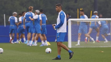 Antonio Hidalgo durante un entrenamiento del Deportivo.