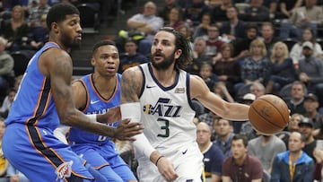 Ricky Rubio, Westbrook y Paul George.