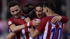 Los jugadores del Atl&eacute;tico celebran un gol. 