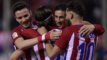 Los jugadores del Atlético celebran un gol.