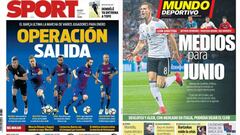 Portadas de los diarios Sport y Mundo Deportivo del d&iacute;a 29 de diciembre de 2017.