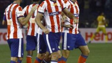 Borja Fern&aacute;ndez celebra un gol con el Atl&eacute;tico Calcuta