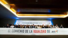 22/10/19
 REUNION CONVENIO COLECTIVO FUTBOL FEMENINO
 ANDREA TIRAPU JUGADORA ATHLETIC DE BILBAO
 DAVID AGANZO PRESIDENTE AFE