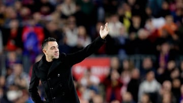 BARCELONA, SPAIN - NOVEMBER 5:  Coach Xavi Hernandez of FC Barcelona  during the La Liga Santander  match between FC Barcelona v UD Almeria at the Spotify Camp Nou on November 5, 2022 in Barcelona Spain (Photo by David S. Bustamante/Soccrates/Getty Images)