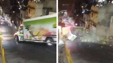 VIDEO | Así fue el momento en que camión de refrescos se desliza en ‘Bajada del Diablo’ y choca contra vivienda