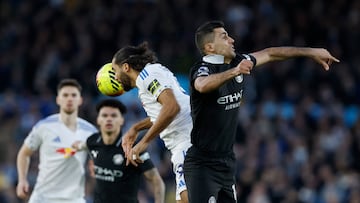 Soccer Football - Premier League - Leeds United v Manchester City - Elland Road, Leeds, Britain - February 28, 2026 Leeds United's Dominic Calvert-Lewin in action with Manchester City's Rodri Action Images via Reuters/Jason Cairnduff EDITORIAL USE ONLY. NO USE WITH UNAUTHORIZED AUDIO, VIDEO, DATA, FIXTURE LISTS, CLUB/LEAGUE LOGOS OR 'LIVE' SERVICES. ONLINE IN-MATCH USE LIMITED TO 120 IMAGES, NO VIDEO EMULATION. NO USE IN BETTING, GAMES OR SINGLE CLUB/LEAGUE/PLAYER PUBLICATIONS. PLEASE CONTACT YOUR ACCOUNT REPRESENTATIVE FOR FURTHER DETAILS..