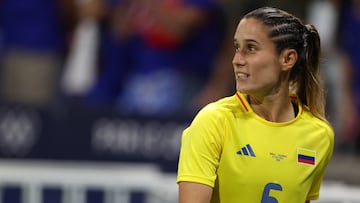 Paris 2024 Olympics - Football - Women's Group A - France vs Colombia - Lyon Stadium, Dcines-Charpieu, France - July 25, 2024. Daniela Montoya of Colombia looks on after the match. REUTERS/Nir Elias
