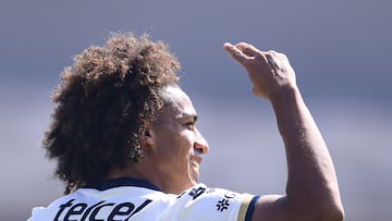 Adalberto Carrasquilla celebrates his goal 1-0 of Pumas during the 1st round match between Pumas UNAM and Queretaro as part of the Liga BBVA MX, Torneo Clausura 2026 at Olimpico Universitario Stadium, on January 11, 2026 in Mexico City, Mexico.