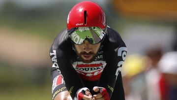 El ciclista belga del Lotto-Soudal Thomas de Gendt rueda durante la crono final del Tour de Francia 2021.