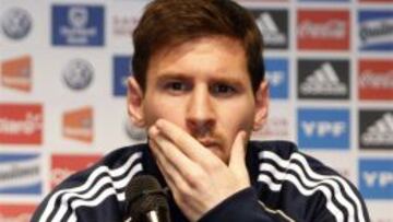 Leo Messi en sala de prensa.