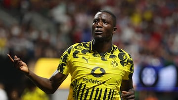 Soccer Football - FIFA Club World Cup - Round of 16 - Borussia Dortmund v CF Monterrey - Mercedes-Benz Stadium, Atlanta, Georgia, U.S. - July 1, 2025 Borussia Dortmund's Serhou Guirassy celebrates scoring their first goal IMAGN IMAGES via Reuters/Brett Davis