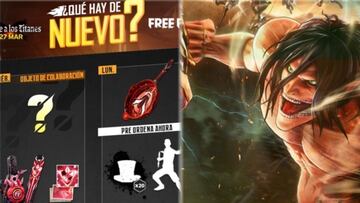 Free Fire: agenda semanal del 24 al 29 de marzo; Evento Ataque a los Titanes