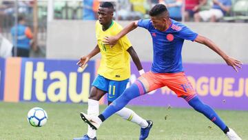 Colombia superior y cerca del triunfo ante la Brasil de Vinicius