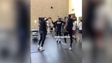 El bailecito de LeBron, Irving y Shumpert mientras esperan rival