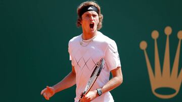 Alexander Zverev celebra su victoria ante Jan-Lennard Struff en octavos de final del Masters 1.000 de Montecarlo.